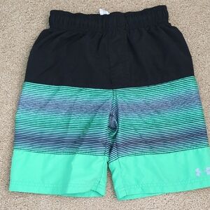 Under Armour Kids' Black and Green Swim Trunks